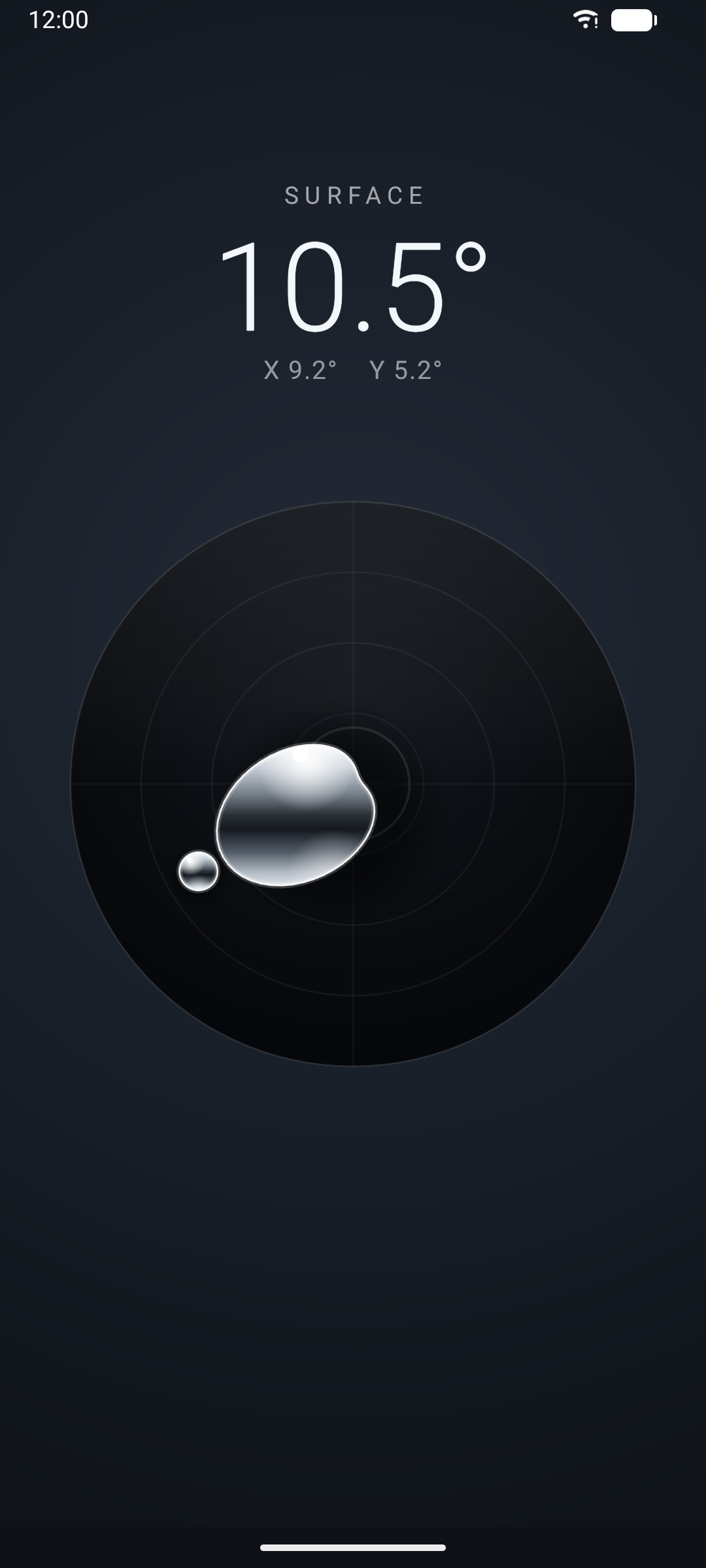 Surface mode showing an angle measurement of 10.5 degrees